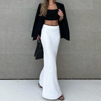 European And American Elegant White Satin Satin Skirt Simple Drape Fishtail