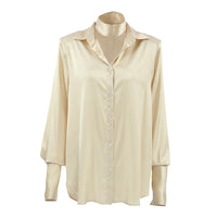Champagne French Satin Shirt Autumn And Winter Temperament Professional Inner Wear