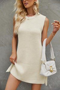 Women's Fashion Solid Color Round Neck Knitted Dress