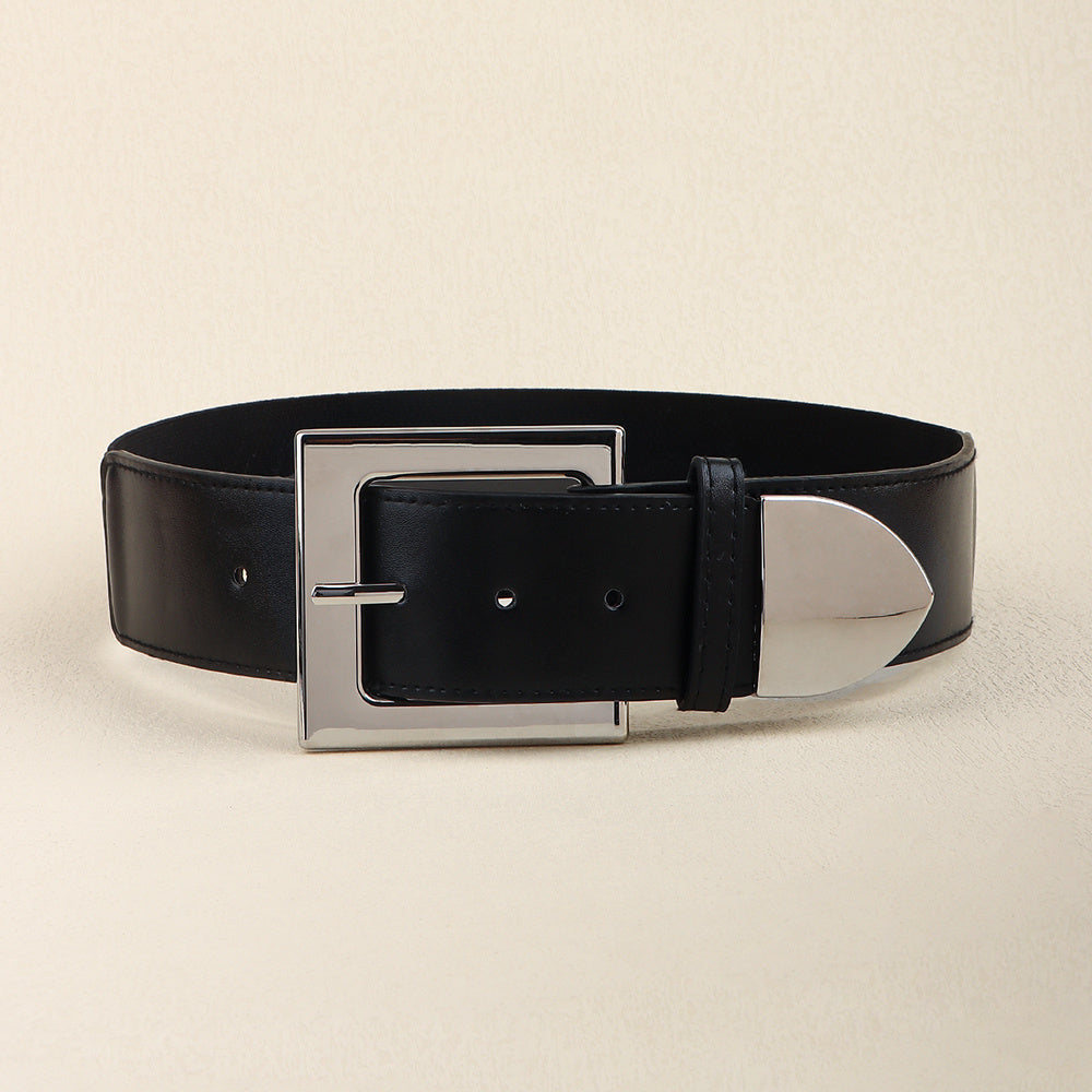 Black Belt Women's Elastic Elastic Needle Buckle Belt Fashion All-match Skirt Shirt Closed Waist Wide Waist Seal