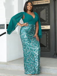 Missord V Neck Contrast Sequin