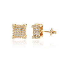 European Hip Hop Micro Inlaid Zircon Square Ear Studs