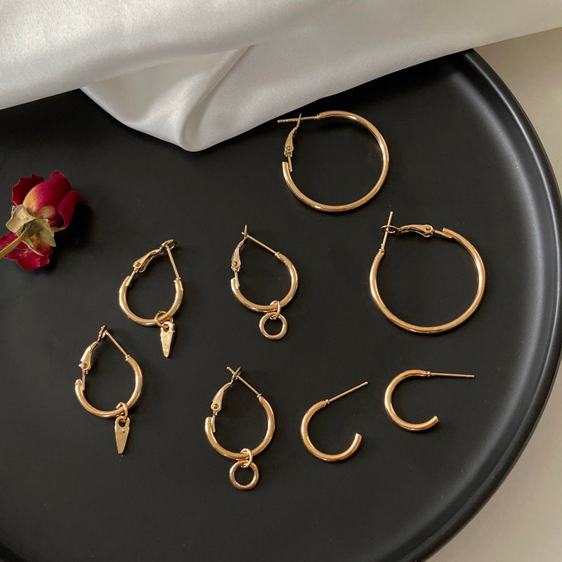 Metal Four-Piece Hoop Earrings