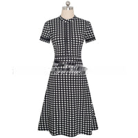 Round Neck Short Sleeve Slim Fit Slimming Elegant Graceful Business Dress