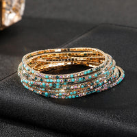 Diamond-embedded Stretch Bracelet 2mm Single Row Color