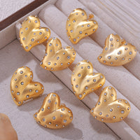 Diamond Love Heart Earrings Brushed Simple Niche