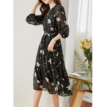 French Chiffon Floral Dress