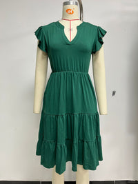 V-neck Loose Short Sleeve Women's Stitching Dress