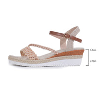 Ethnic Style One Strap Sandals Platform Wedge Buckle Plus Size