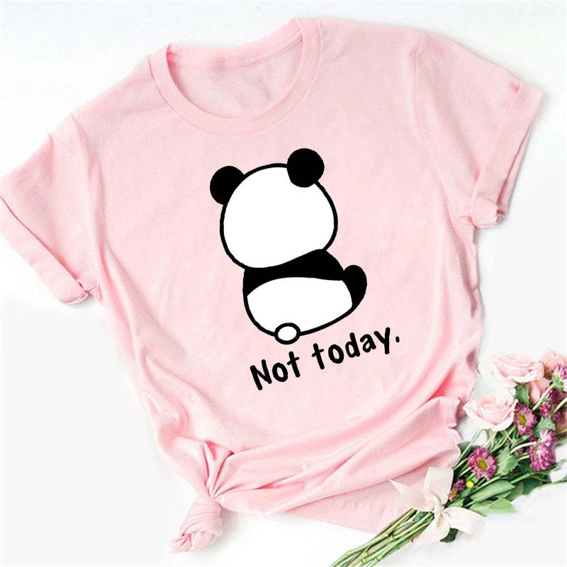 Digital Cartoon Panda Printing Round Neck Sports Short Sleeve - Chic Angle