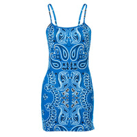 Paisley Printed Suspender Sheath Ultra-short Dress