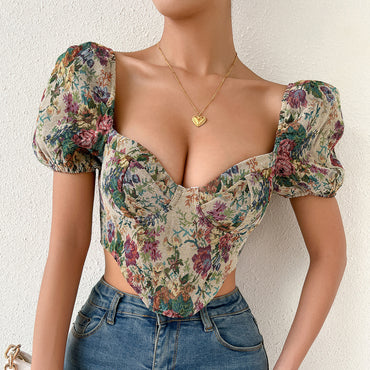 Backless Puff Sleeve Fishbone Sling Niche Court Retro Vest
