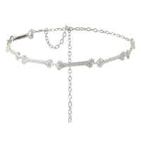 Metal Waist Chain Decorative Belt Dress Suit Chain Accessories Rhinestone Bone Shaped Belt