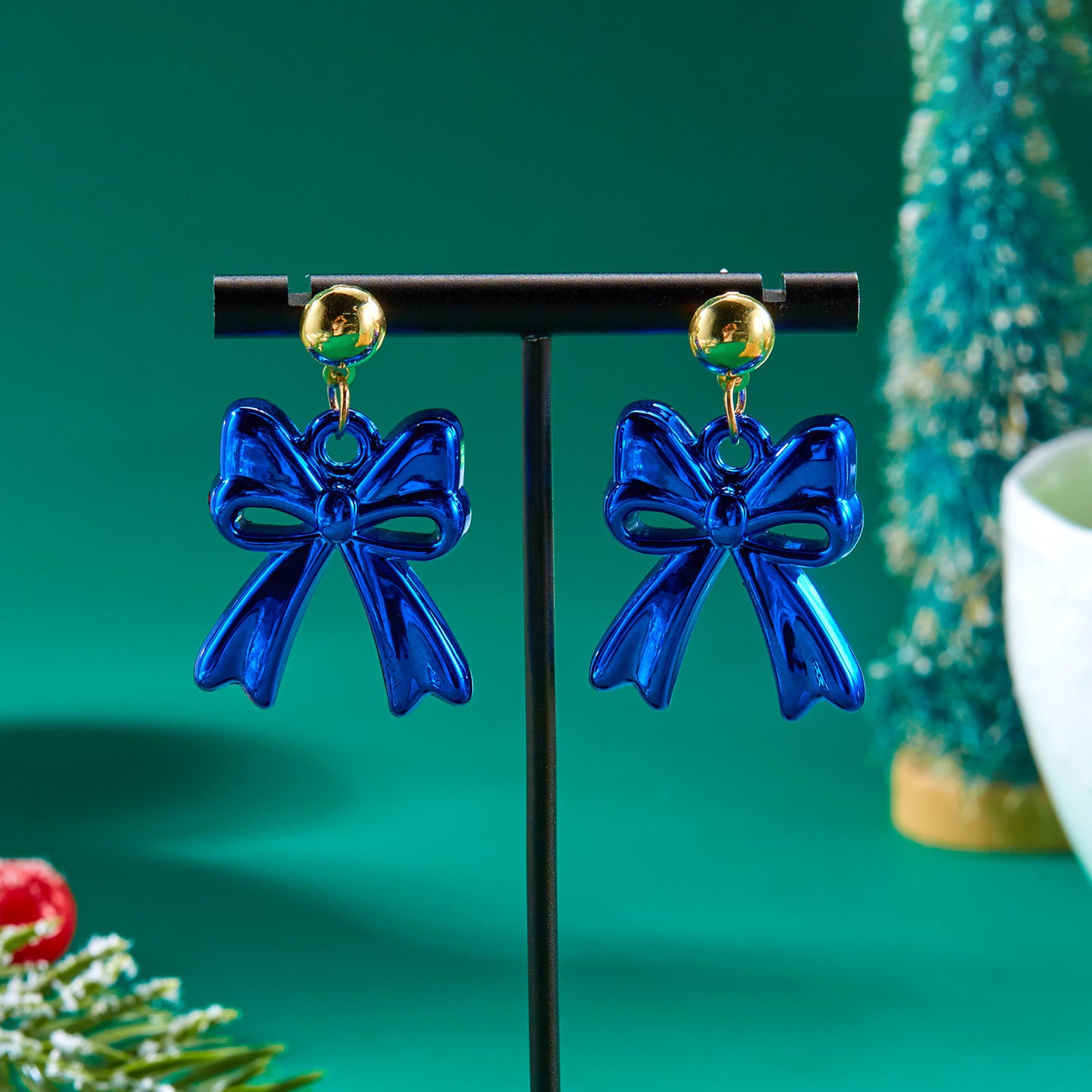 Color Bow Stud Earrings Fashion Multicolor