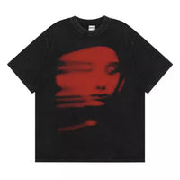 Summer Men's Harajuku T-shirt Red Face 3D Printed Short-sleeved Top