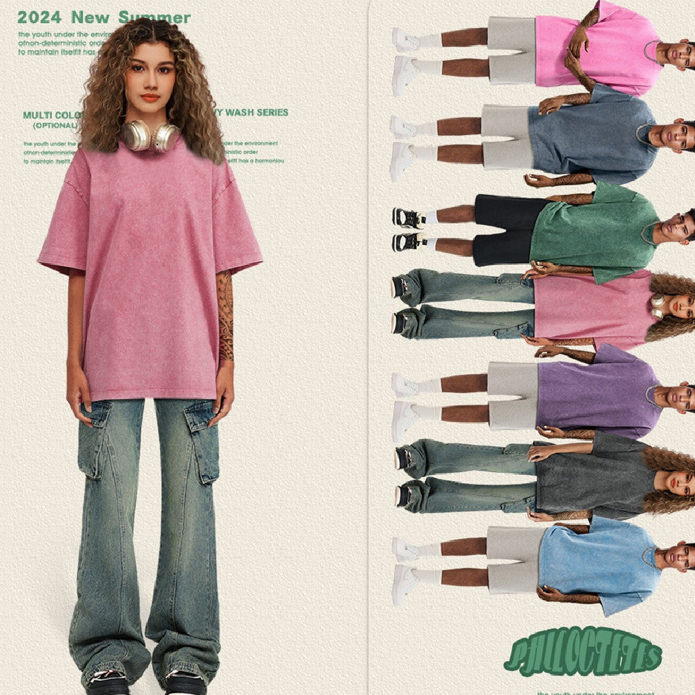 Women's American-style Distressed Linen Cotton Short Sleeve