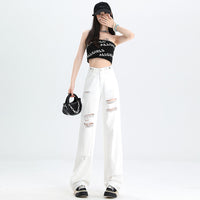New Slimming High Waist Denim Pants All-matching Slim Fit Straight