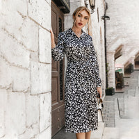 Floral Print Long Sleeve Lace Up Women''s Dress