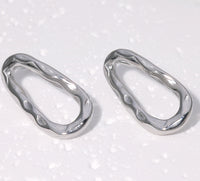Hollowed Heart Shape Stud Design Hammer Line Geometric Personality Retro Stainless Steel Earrings