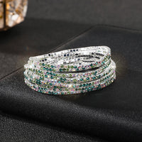 Diamond-embedded Stretch Bracelet 2mm Single Row Color