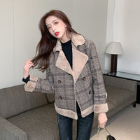 Autumn And Winter Tide All-match Thick Plaid Woolen Fur