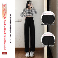 High Waist Drooping Straight Mopping Pants Black Wide Leg Pants