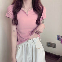 Short Women's Summer Design Slim Fit Midriff-baring T-shirt