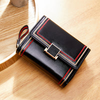 Retro Oil Wax Leather Multi Card Zipper Short Women's Wallet