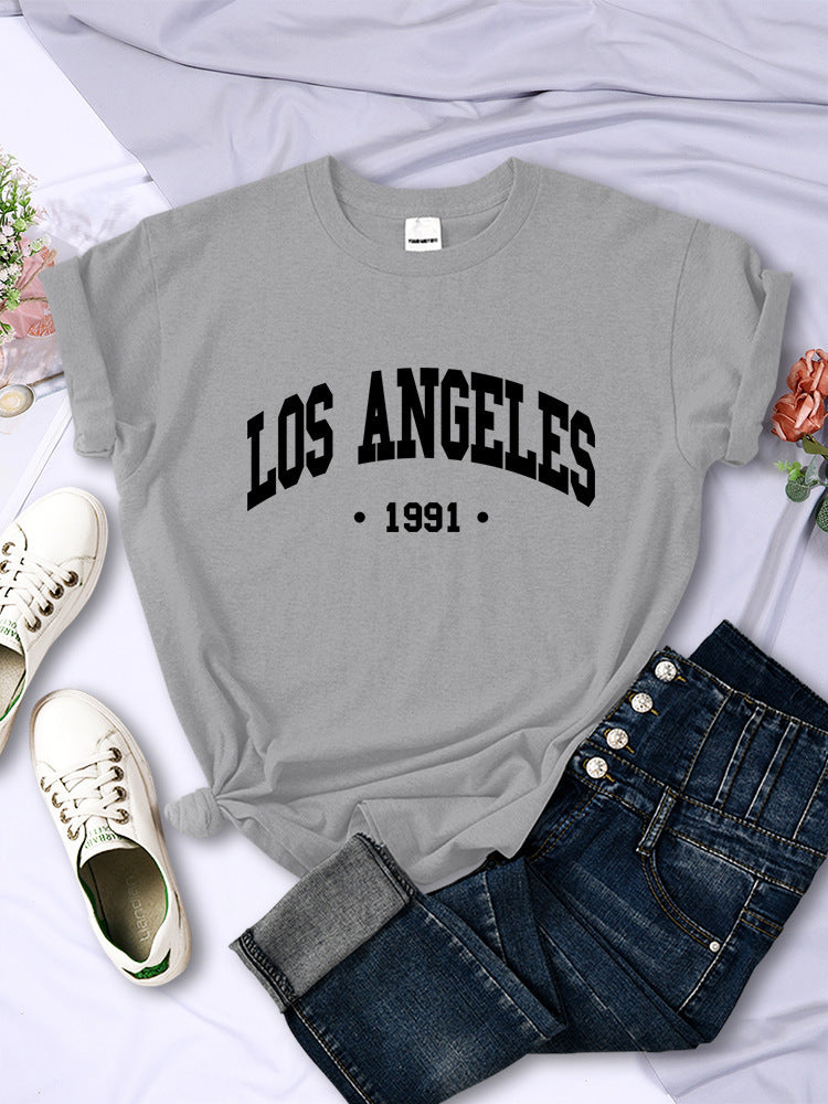 Women's City Letter Printed T-shirt In 1991 - Chic Angle