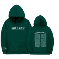 Large Size Fleece-lined Casual Letter Thread Drop-shoulder Sleeve Hooded Sweater