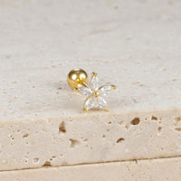 Simple Zircon Six-leaf Flower Pendant Earrings For Women