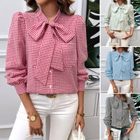 Top Women's Contrast Color Long Sleeves Shirt