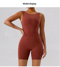 Nude Feel U-shaped Beauty Back Aerial Yoga Suit Peach Hip Pilates Jumpsuit For Women