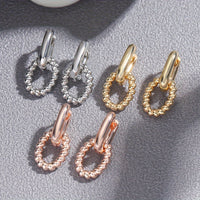 Temperament French Simplicity Twist Geometric Stitching Double-layer Texture Ear Clip Earrings Special-interest Design
