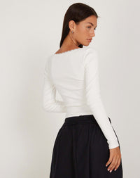 Women's Fashion U Collar Small Lace Knitted Bottoming Shirt - Chic Angle