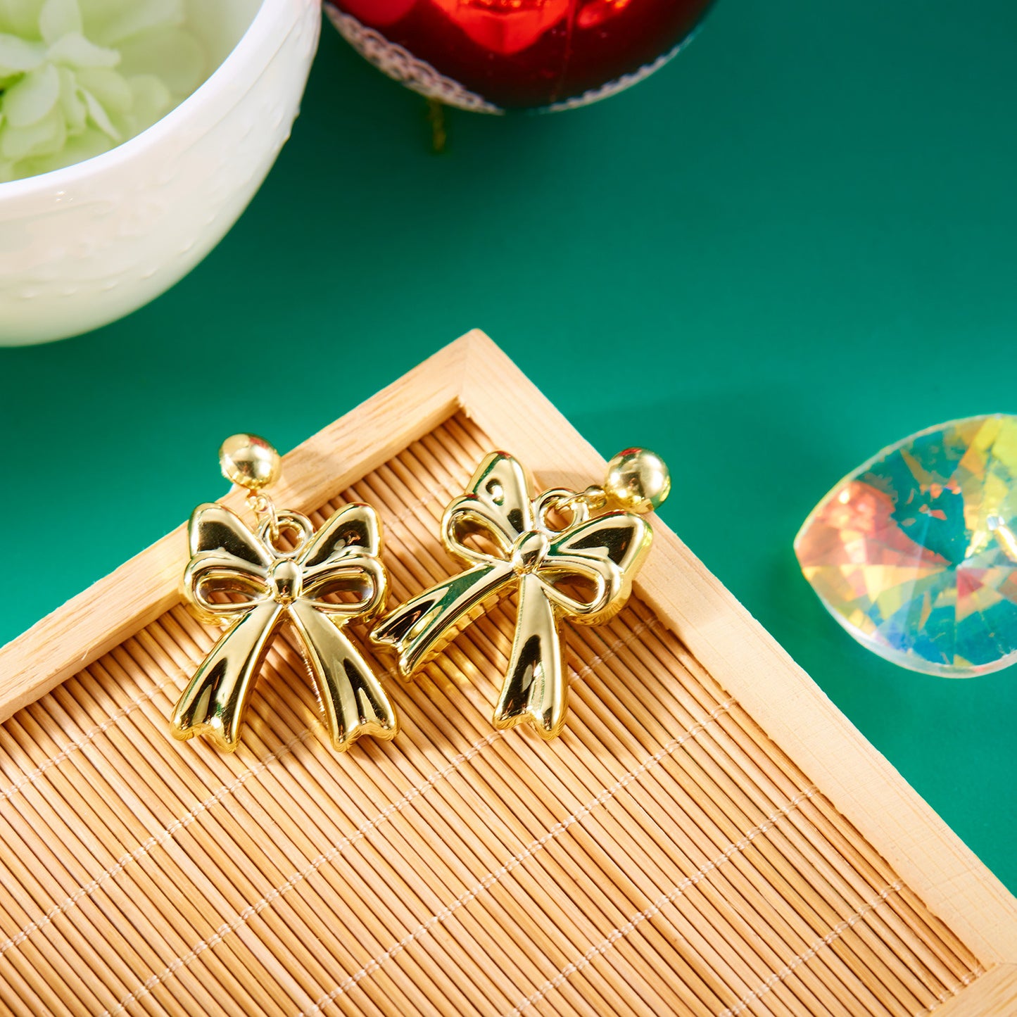 Color Bow Stud Earrings Fashion Multicolor