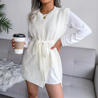Casual Lace-up Vest Sweater Dress Knitted