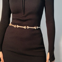 Metal Waist Chain Decorative Belt Dress Suit Chain Accessories Rhinestone Bone Shaped Belt