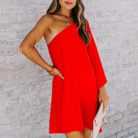 Loose Temperament Ladies Lotus Leaf Sleeve Dress
