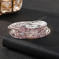 Diamond-embedded Stretch Bracelet 2mm Single Row Color