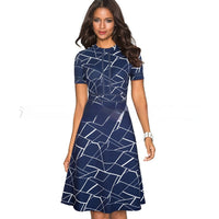 Round Neck Short Sleeve Slim Fit Slimming Elegant Graceful Business Dress