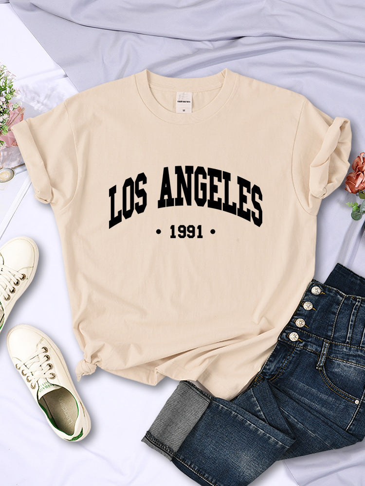 Women's City Letter Printed T-shirt In 1991 - Chic Angle