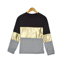 Women's Long Sleeve Stitching Golden Edge Top