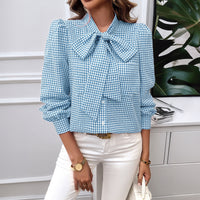 Top Women's Contrast Color Long Sleeves Shirt
