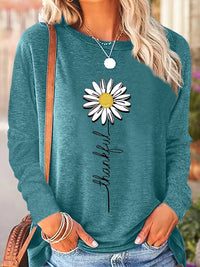 Comfort And Casual Printed Long Sleeve Round Neck T-shirt