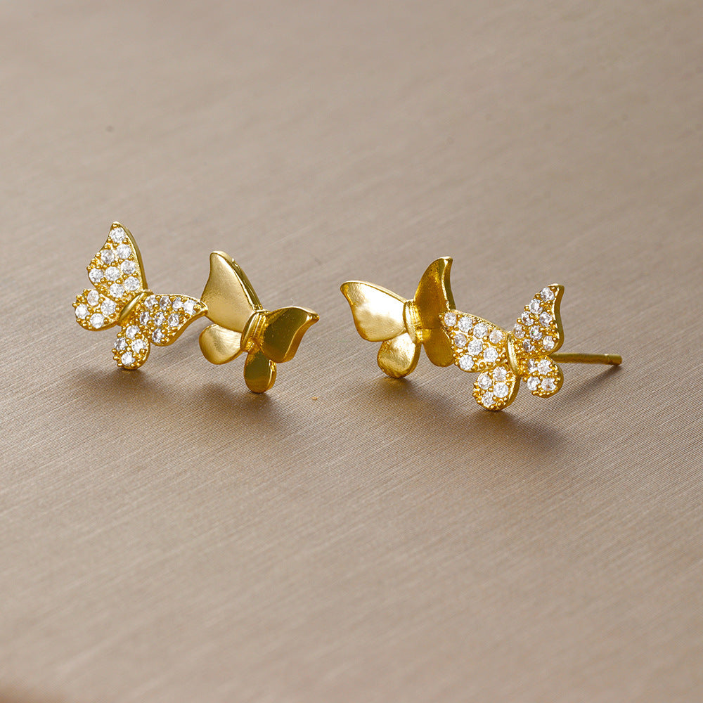 Double Butterfly Trendy Piercing Cartilage Ear Studs