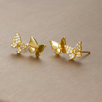 Double Butterfly Trendy Piercing Cartilage Ear Studs