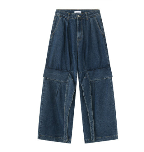 Korean Style Loose Elastic Waist Straight Casual Jeans Men