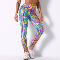 High-waist Hip-lifting Stitching Plant Coefficient Code Printing Leggings