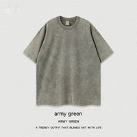 Women's American-style Distressed Linen Cotton Short Sleeve